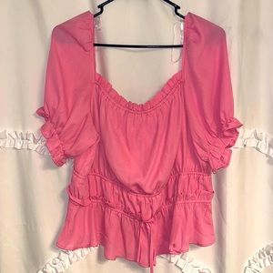 “shinestar” pink flowy crop